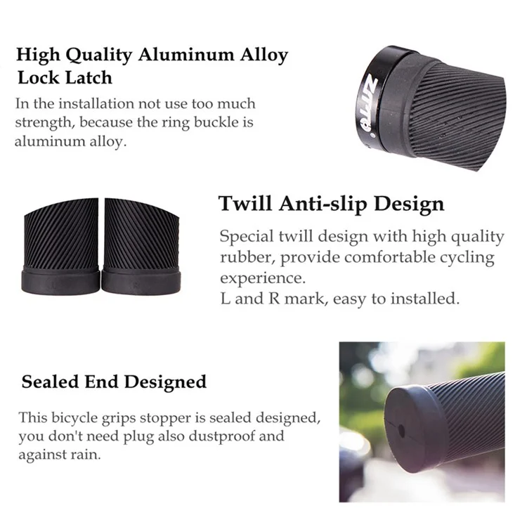 ZTTO AG40 Bike Anti-slip Handlebar Single-sided Locking Shockproof Rubber Bicycle Grips - Black