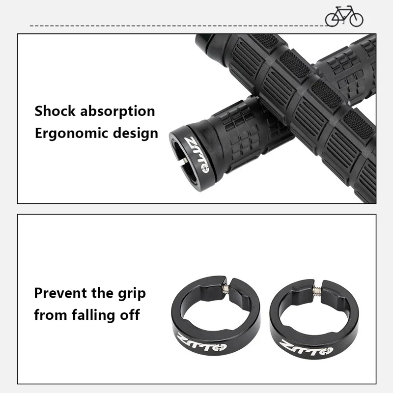 ZTTO AG38 Single-sided Locking Rubber Handlebar Grips MTB Bike Bicycle Handle Grips - Blue