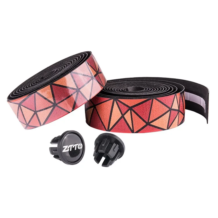 ZTTO BD3 2Pcs Road Bicycle Handlebar PU+EVA Tape Anti-skid Bike Handlebar Wrap Straps - Black+Red+Orange