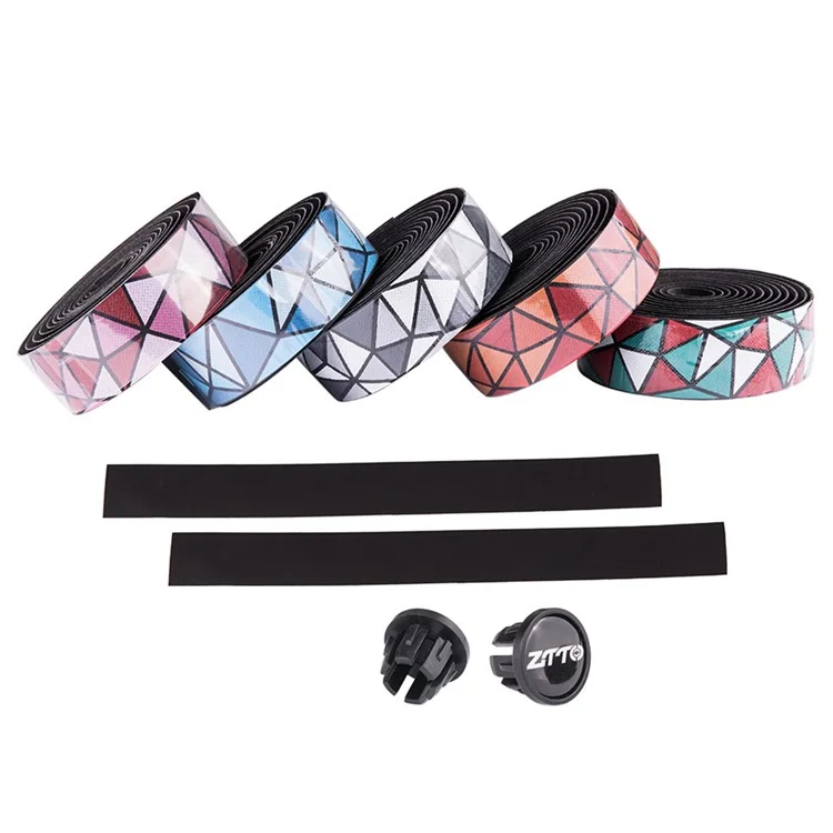 ZTTO BD3 2Pcs Road Bicycle Handlebar PU+EVA Tape Anti-skid Bike Handlebar Wrap Straps - Black+Red+Orange