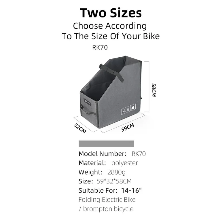 RHINOWALK RK70 For Brompton Bike Storage Box Polyester 14-16inch Folding Bicycle Storage Box