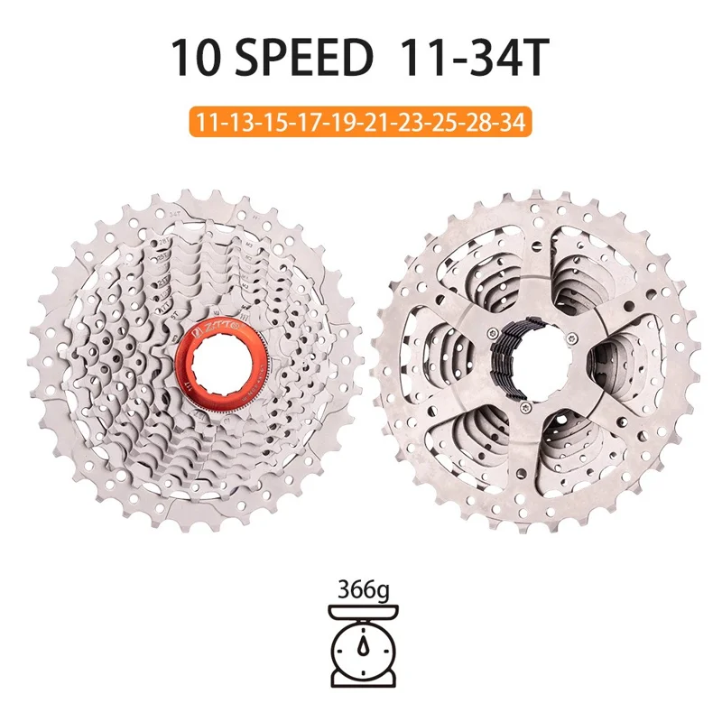ZTTO Silver 10 Speed Flywheel Bike Cassette for Road Bicycle - 11T-34T