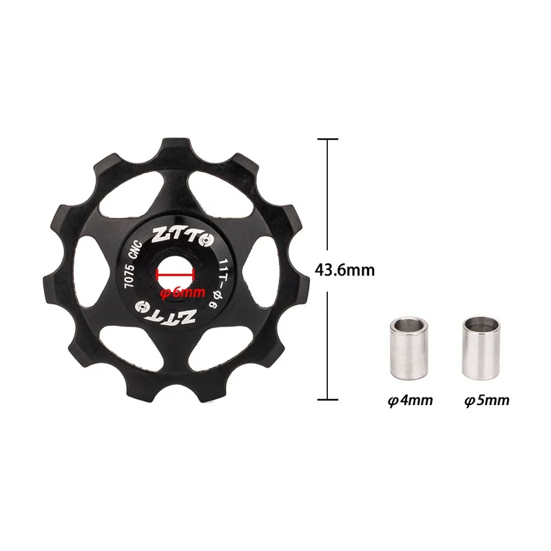 ZTTO 11T Rear Derailleur Pulley Bike Bicycle Metal Bearing Jockey Wheel Aluminium Alloy Rear Derailleur Guide Roller - Yellow