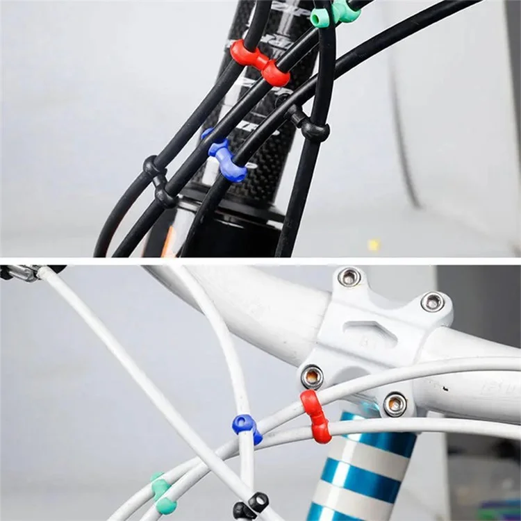 ZTTO 10Pcs Bicycle Cross Line Clips Mountain Road Bicycle Brake Gear Cable S Style Clips - Sky Blue