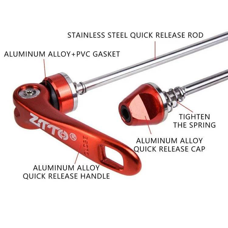 ZTTO QR1 1 Pair Bike Axle Quick Release Skewer MTB Bicycle Front Rear Axle Wheel Hub Quick Release Rod - Red