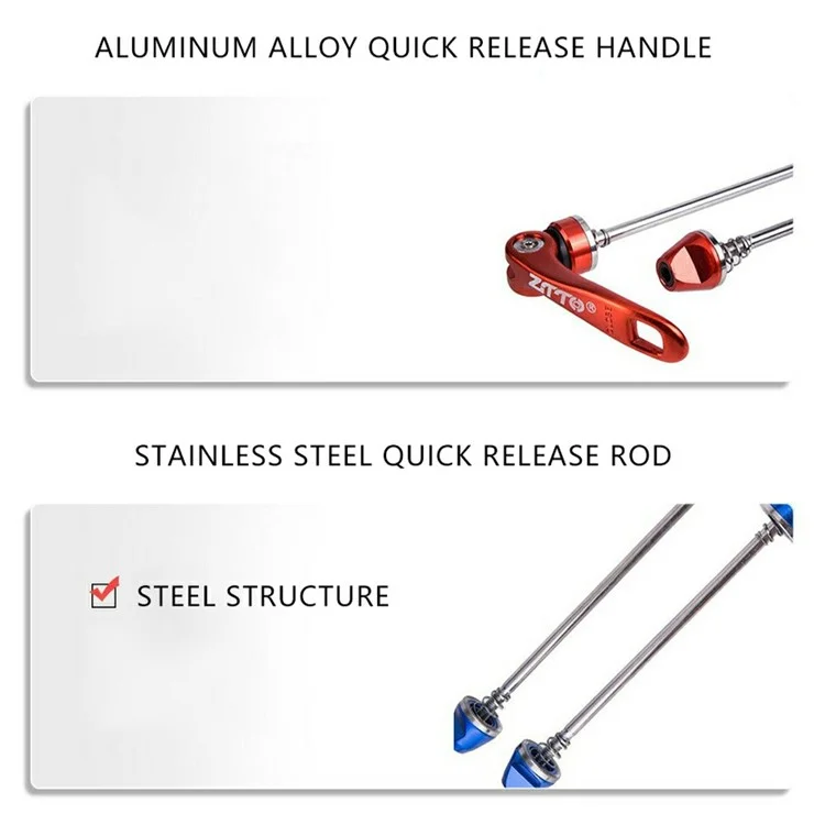 ZTTO QR1 1 Pair Bike Axle Quick Release Skewer MTB Bicycle Front Rear Axle Wheel Hub Quick Release Rod - Red