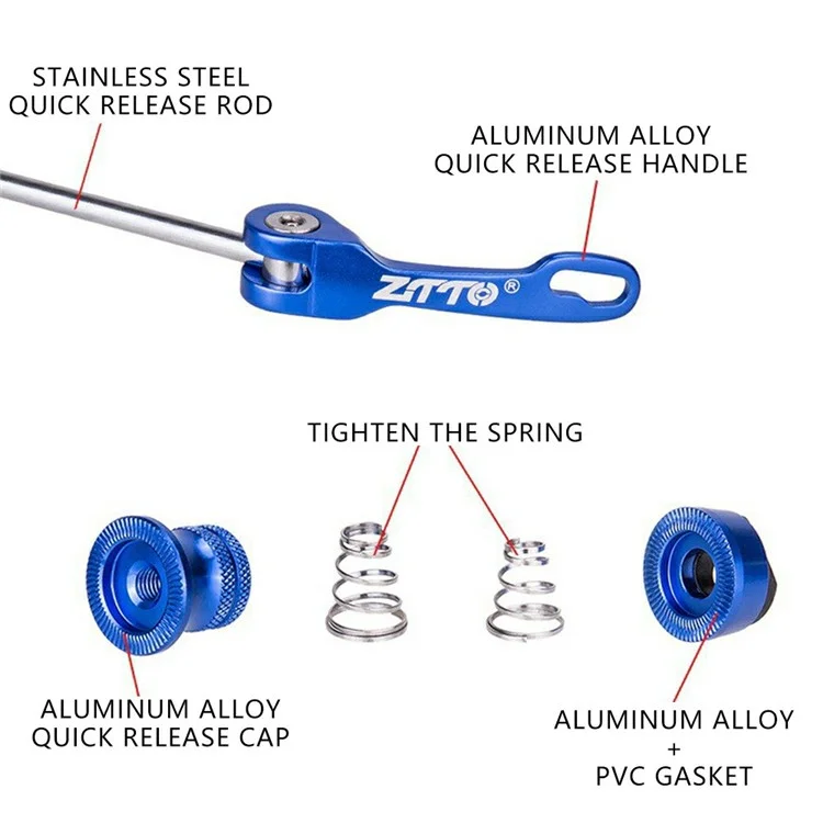 ZTTO JYK2 Cycling Wheel Hub Quick Release Lever Aluminum Alloy Front Rear Skewer Set - Blue