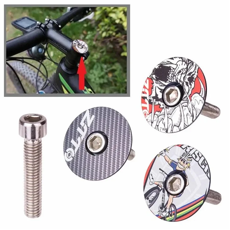 ZTTO 28.6mm Bike Front Fork Stem Top Caps Aluminum Alloy  Bicycle Headset Top Covers with Bolts - Style C