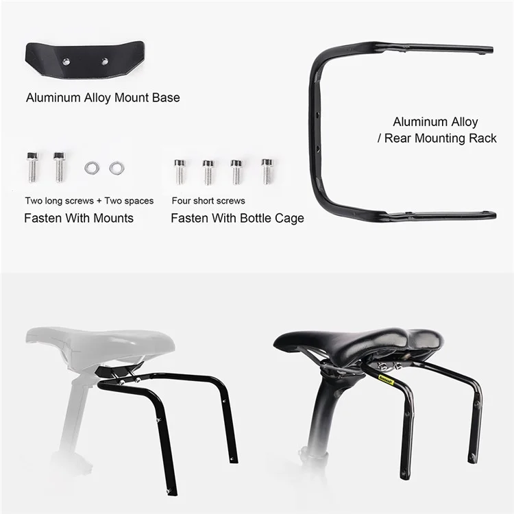 Support de selle en alliage d'aluminium RHINOWALK pour sac de selle Stabilisateur anti-secousse