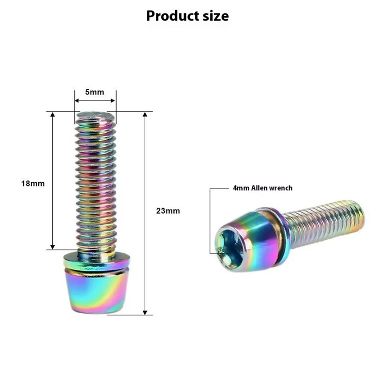 RIDERACE RR9224 4Pcs / Set Mountain Bike Handlebar M5*18MM Stem Screws Bottle Cage Fixing Screws - Multi-Color