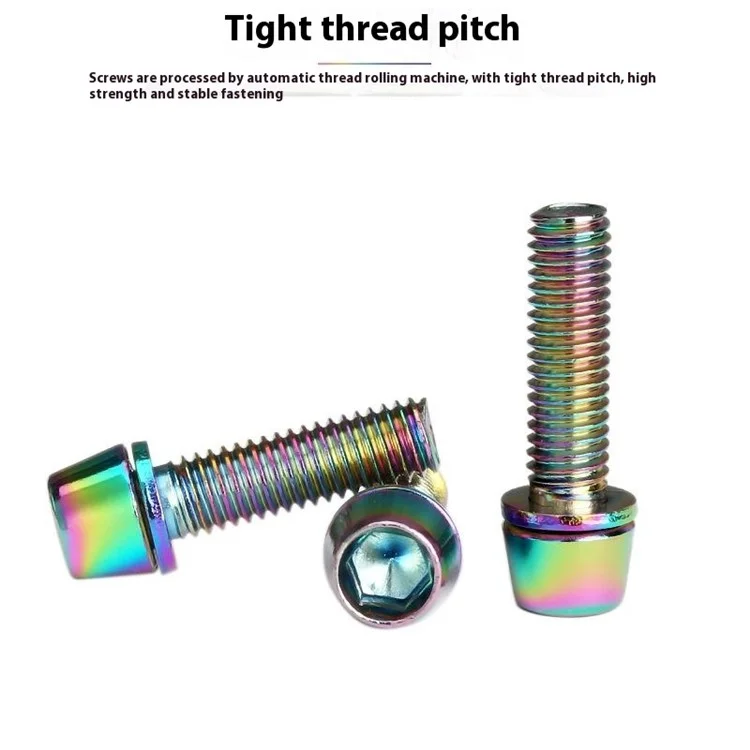 RIDERACE RR9224 4Pcs / Set Mountain Bike Handlebar M5*18MM Stem Screws Bottle Cage Fixing Screws - Multi-Color