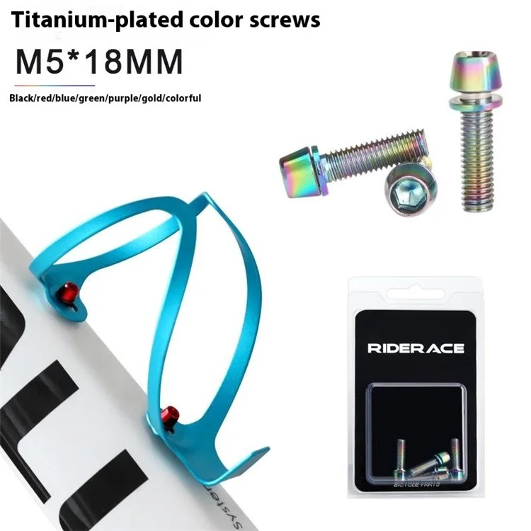 RIDERACE RR9224 4Pcs / Set Mountain Bike Handlebar M5*18MM Stem Screws Bottle Cage Fixing Screws - Multi-Color
