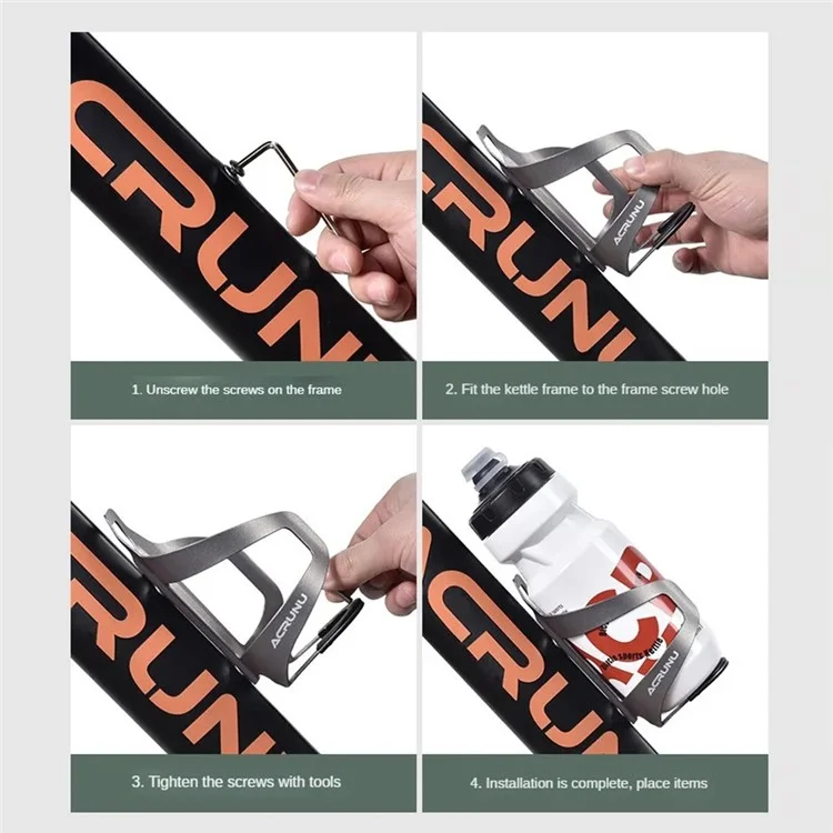 ACRUNU Aluminio Aluminio Aleado Road Botella de Agua Botella de Agua Ciclismo Soporte - Titanio