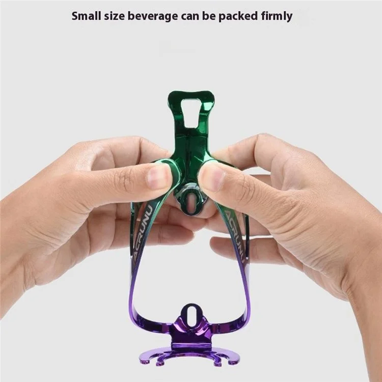 ACRUNU Gradient Bicycle Water Bottle Cage Aluminum Alloy Bike Bottle Holder Bracket - Green+Purple Gradient