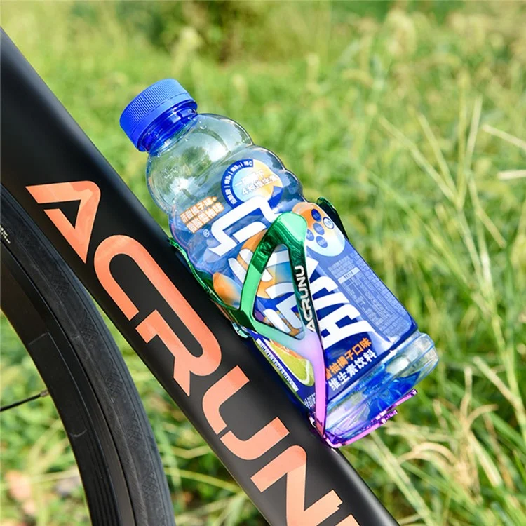 ACRUNU Gradient Bicycle Water Bottle Cage Aluminum Alloy Bike Bottle Holder Bracket - Green+Purple Gradient