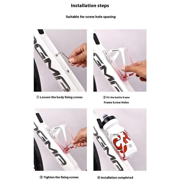 ACRUNU Bike Bottle Holder Bracket Road Bicycle Water Bottle Cage Cycling Accessory - Titanium+Silver