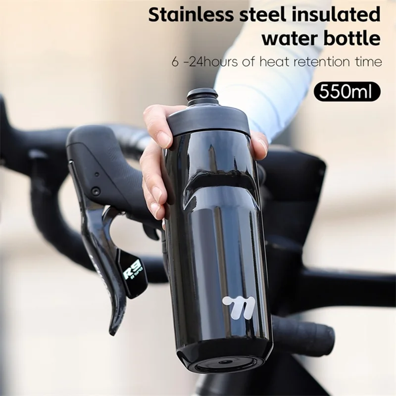 WEST BIKING YP0721053 550ml Stainless Steel Insulated Bottle Sports Cycling Water Bottle (BPA-Free, No FDA) - Black