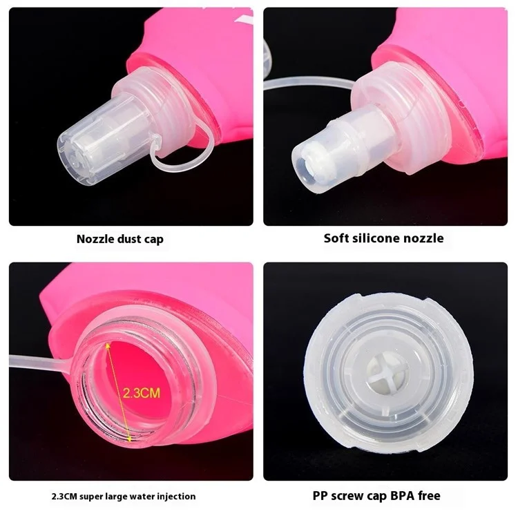 NEWBOLER Outdoor Sports Water Bottle 250ml Portable Collapsible TPU Soft Water Bag for Running (No FDA, BPA-Free) - Hot Pink