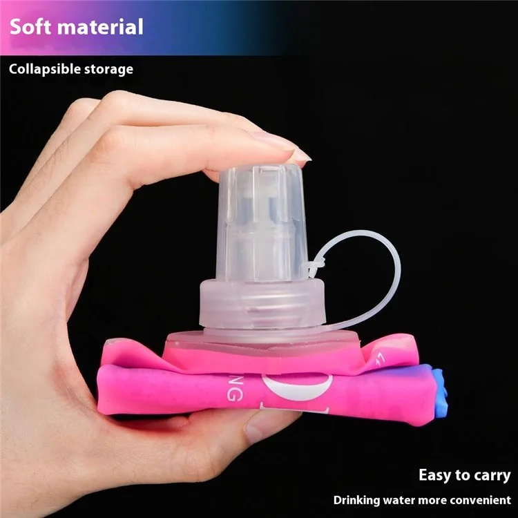 NEWBOLER 500ml TPU Collapsible Water Bottle Soft Flask Gradient Color Sports Portable Bottle for Marathon (No FDA, BPA Free) - Pink Blue