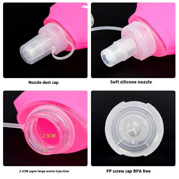 NEWBOLER 150ml TPU Collapsible Water Bottle Soft Flask Gradient Color Sports Portable Bottle for Marathon (No FDA, BPA Free) - Blue White Pink