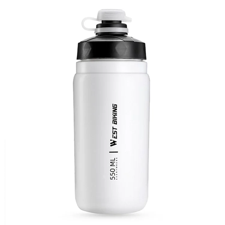 WEST BIKING 550ML Bottiglia d'Acqua per Ciclismo per Bici da Strada e Mountain Bike, Borraccia Anti-Perdita, Tipo Largo (Privo di BPA, No FDA) - Bianco
