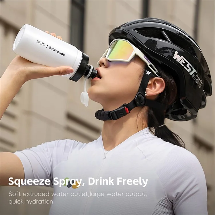 WEST BIKING 550ML Bottiglia d'Acqua per Ciclismo per Bici da Strada e Mountain Bike, Borraccia Anti-Perdita, Tipo Largo (Privo di BPA, No FDA) - Bianco
