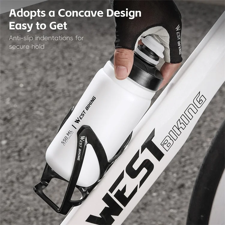 WEST BIKING 550ML Bottiglia d'Acqua per Ciclismo per Bici da Strada e Mountain Bike, Borraccia Anti-Perdita, Tipo Largo (Privo di BPA, No FDA) - Bianco