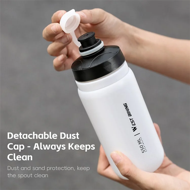 WEST BIKING 550ML Bottiglia d'Acqua per Ciclismo per Bici da Strada e Mountain Bike, Borraccia Anti-Perdita, Tipo Largo (Privo di BPA, No FDA) - Bianco