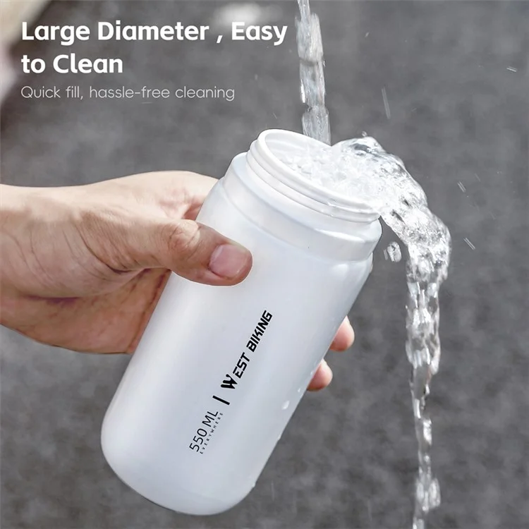WEST BIKING 550ML Bottiglia d'Acqua per Ciclismo per Bici da Strada e Mountain Bike, Borraccia Anti-Perdita, Tipo Largo (Privo di BPA, No FDA) - Bianco
