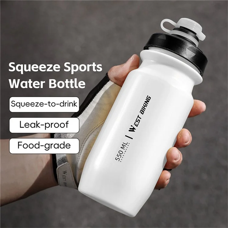WEST BIKING 550ML Bottiglia d'Acqua Antiperditaper Ciclismo per Bici da Strada e Montagna (Senza BPA, No FDA) - Bianco