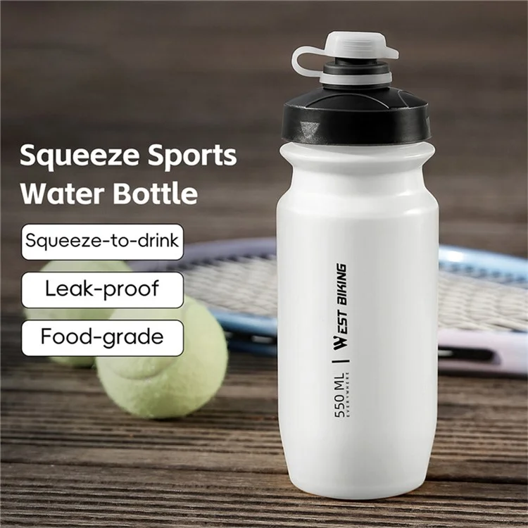 WEST BIKING 550ML Bottiglia d'Acqua Antiperditaper Ciclismo per Bici da Strada e Montagna (Senza BPA, No FDA) - Bianco