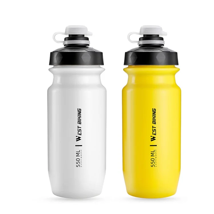 WEST BIKING 550ML Bottiglia d'Acqua Antiperditaper Ciclismo per Bici da Strada e Montagna (Senza BPA, No FDA) - Bianco