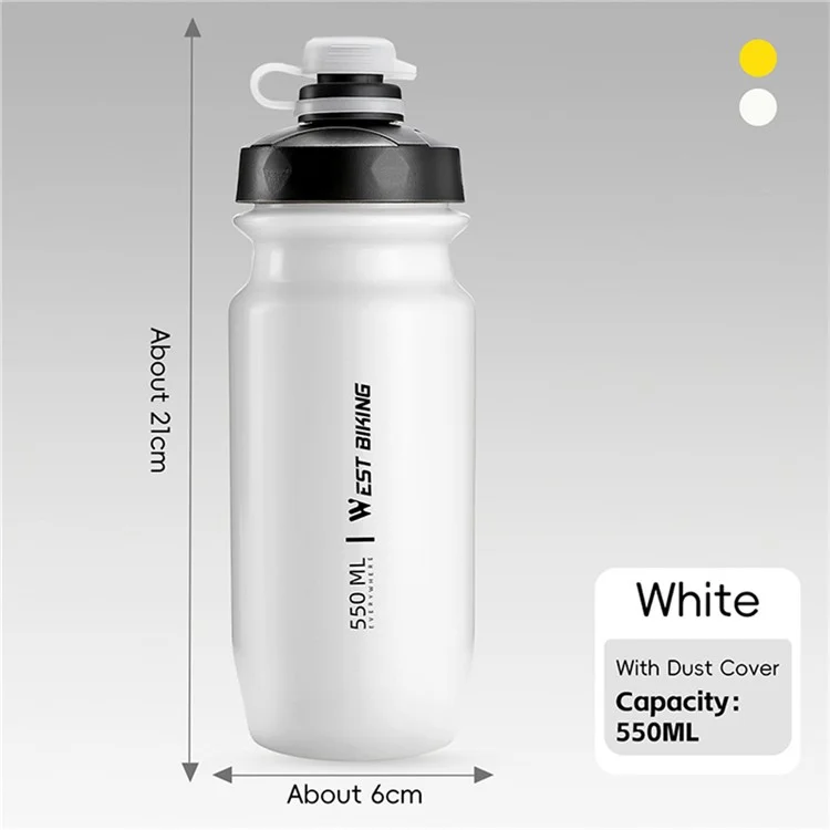 WEST BIKING 550ML Bottiglia d'Acqua Antiperditaper Ciclismo per Bici da Strada e Montagna (Senza BPA, No FDA) - Bianco