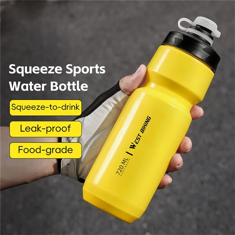 WEST BIKING YP0721055 Bottiglia d'acqua da 720 ml per bicicletta da strada e mountain bike Borraccia a prova di perdite (senza BPA, no FDA) - Giallo