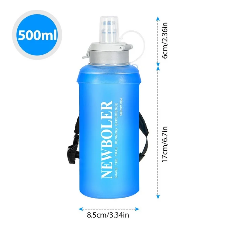 Garrafa de Água Dobrável NEWBOLER BIKF-BOT217 500ml para Maratona, Corrida e Hidratação Manual (Sem BPA, Sem FDA)