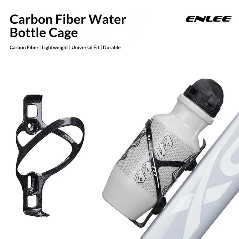 ENLEE DL-KH08 Carbon Fiber Bicycle Water Bottle Cage Holder with Screws and Hex Wrench Lightweight Water Bottle Holder