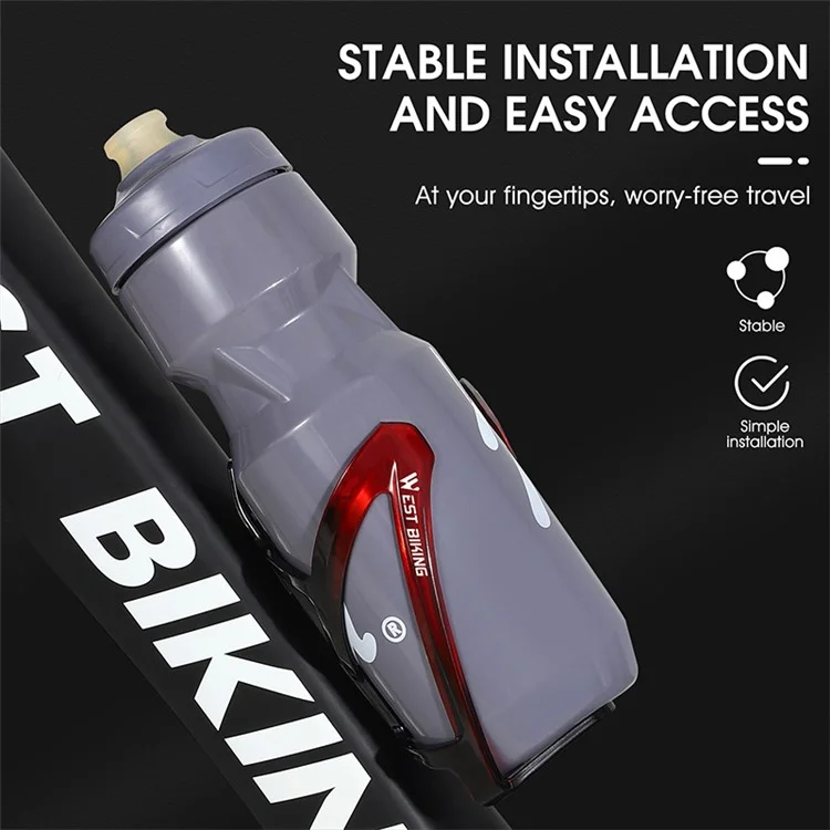 WEST BIKING YP0704037 Soporte para Botella de Bicicleta MTB Carretera Plástico Portabidón con Tornillos - Negro