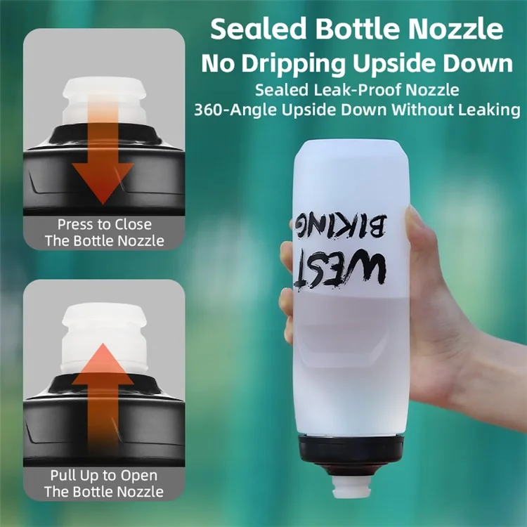 WEST BIKING YP0721042 750ML PP+Silicone Water Bottle Outdoor Camping Drinking Cup (BPA Free, without FDA Certification) - Matte / Black