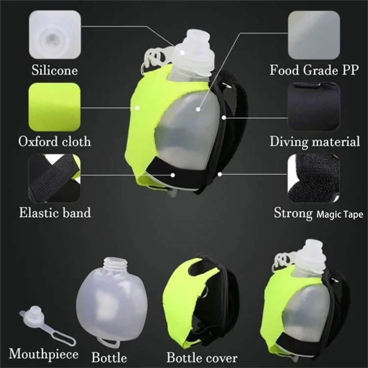 Botella de Agua Deportiva con Mango para Muñeca, Mini, Manos Libres para Correr, Gimnasio (Sin BPA, Sin Certificado FDA) - Naranja Fluorescente