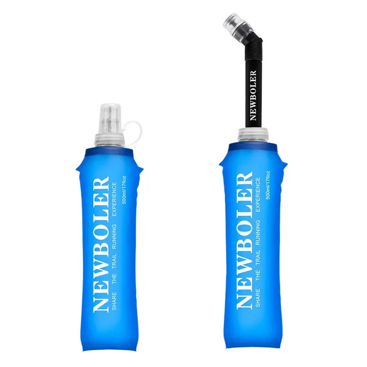 NEWBOLER RUN041 500ML Water Bottle Sports Soft TPU Flask with Straw (BPA-Free, NO FDA Certified)