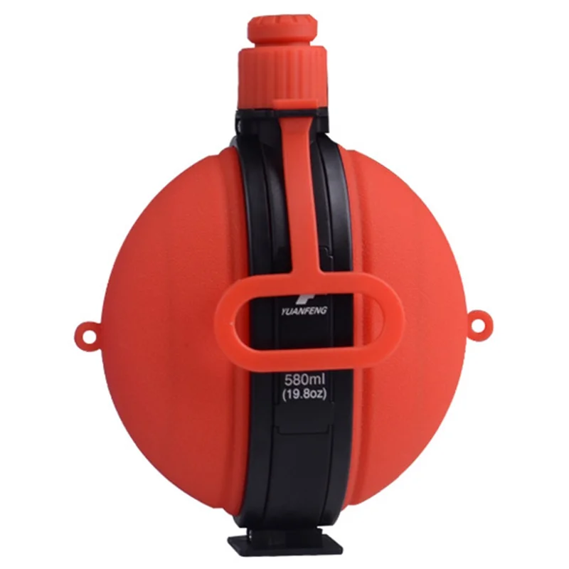 580ml Collapsible Silicone Water Bottle with Compass (No FDA, BPA-Free) - Red