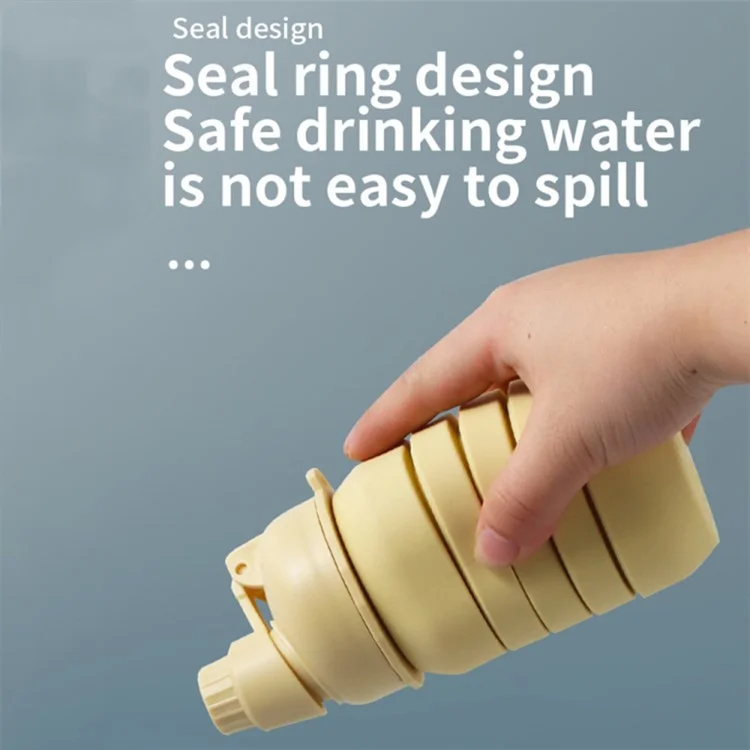 Bouteille d'eau pliable de 500 ml pour le camping en plein air, étanche, en silicone + PP (sans FDA, sans BPA) - Jaune