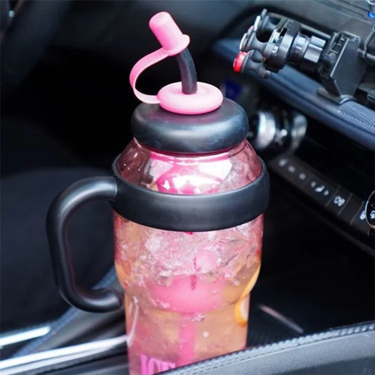 1200ml Water Bottles with Straw Tea Strainer PP+Silicone Bottle for Gym Outdoor Activities (No FDA, BPA-Free) - Black  /  Red