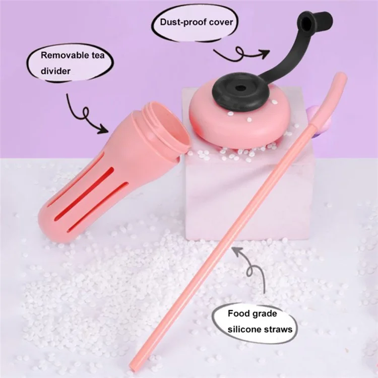 1200ml Water Bottles with Straw Tea Strainer PP+Silicone Bottle for Gym Outdoor Activities (No FDA, BPA-Free) - Black  /  Red
