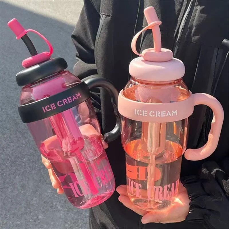 Botellas de agua de 1200 ml con colador de té de pajita PP + Botella de silicona para gimnasio y actividades al aire libre (sin FDA, sin BPA) - Púrpura