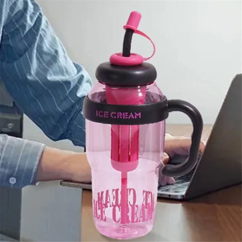 Botellas de agua de 1200 ml con colador de té de pajita PP + Botella de silicona para gimnasio y actividades al aire libre (sin FDA, sin BPA) - Púrpura