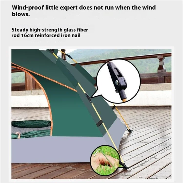 Outdoor Camping Tent Rain-proof Windproof Easy Open Automatic Tent, 200x150x110cm  - Lake Blue