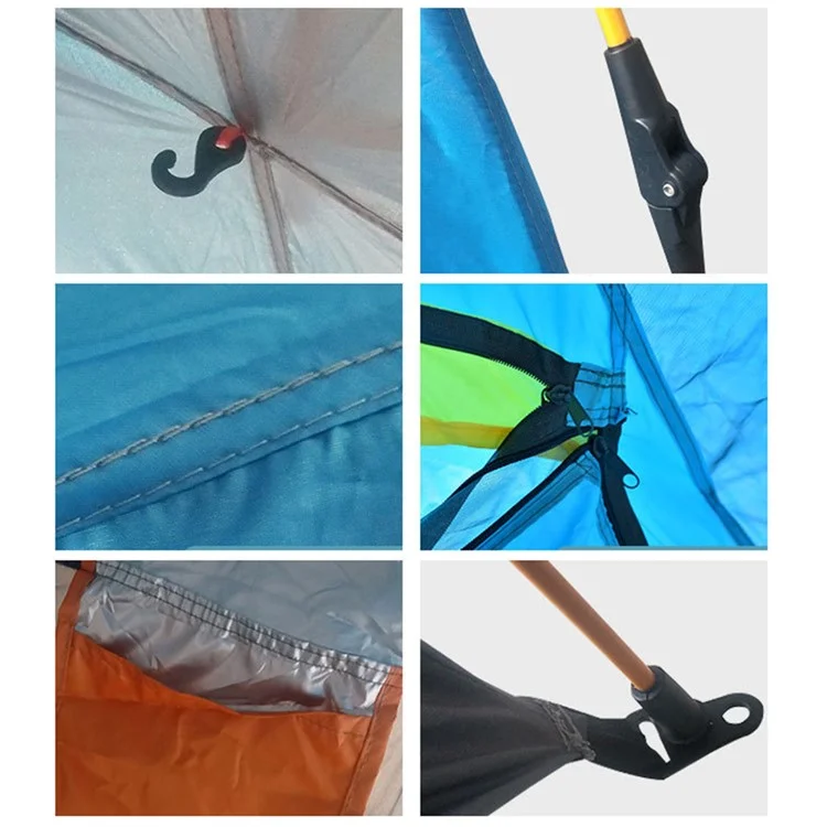 Outdoor Camping Tent Rain-proof Windproof Easy Open Automatic Tent, 200x150x110cm  - Lake Blue
