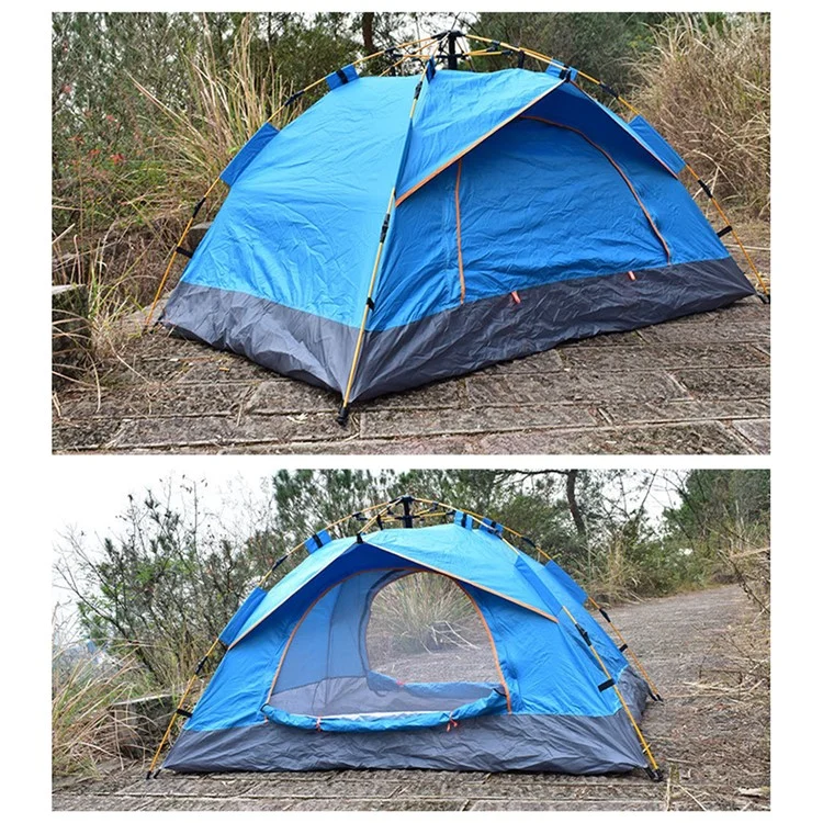 Outdoor Camping Tent Rain-proof Windproof Easy Open Automatic Tent, 200x150x110cm  - Lake Blue