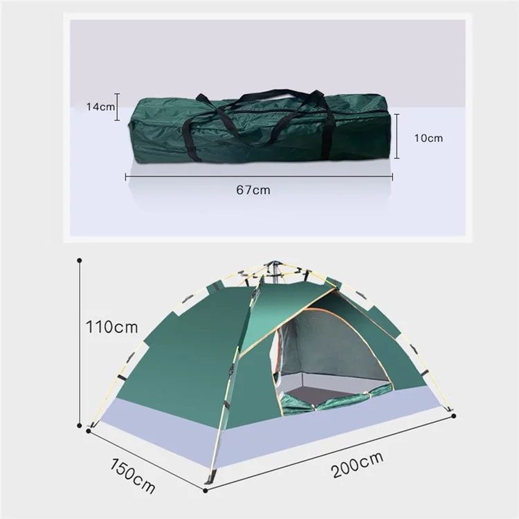 Outdoor Camping Tent Rain-proof Windproof Easy Open Automatic Tent, 200x150x110cm  - Lake Blue